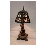 Vintage 1940s Glass & Metal Cherub lamp