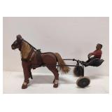 Antique Folk Art Horse, Sulky and Jockey