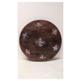 Fleur De Lis carved wooden Lazy Susan
