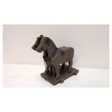 Antique American Folk Art Wood horses Pull Toy