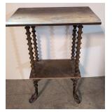 Antique two tier spool side table