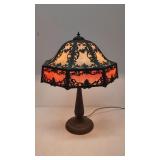 Antique Slag Glass Lamp - Yellow & Orange