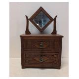 Antique Folk / Tramp Art Table top 2 drawer dressr