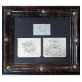 Antique Collage Calligraphy pen & ink drawings