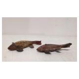 Two Antique Folk Art Spear ice fishing decoys/lurs