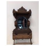 Antique wall mirror w/comb box and towel bar
