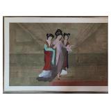 Chinese Water Color on paper depicting 3 ladies