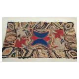Vintage Hook rug with red and blue middle design