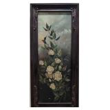 Antique 1800s oil painting 'yellow Roses' Canvas