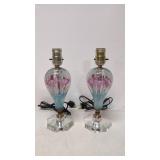 Two St. Clair paperweight art glass lamps