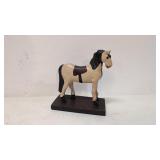 Vintage Folk Art Wood Carved Horse on stand