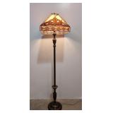 Antique leaded glass shade floor lamp
