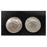 1922 - S  and 1923 Peace Dollars