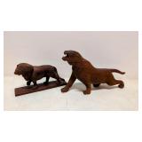 Folk Art Carved wood lion & Growling Tiger