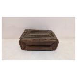 Vintage Tramp Art jewelry box with mirror