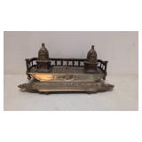 Vintage Brass Double Inkwell