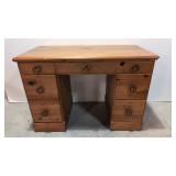 Vintage Pine Kneehole desk - stained mahogany