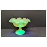 Vintage Fenton Satin uranium glass compote