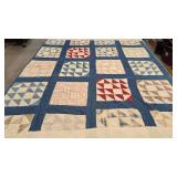 Antique Blue and White pieced quilt