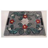 Vintage hand made hook rug