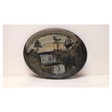 Vintage hand painted Folk Art Tray - landscape