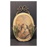 Metal ray with birds and applied flowers