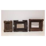 (3) Antique Tramp Art Picture Frames