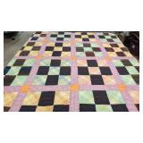 Vintage large squares pieced quilt