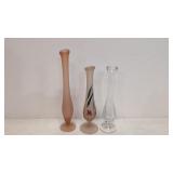 3 Swung and footed bud vases
