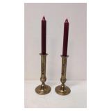 Two Vintage Brass Push up Candlesticks