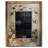 Rare !  Antique Beveled Mirror with oil painting