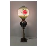 Antique Parlor lamp with Rose design shade