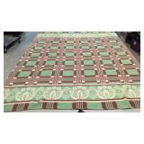 Green and Brown vintage cotton Camp blanket