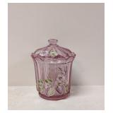 Fenton Hand painted Pink Strawberry candy dish i