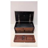 Vintage Mahogany wood jewelry box w/hidden compart