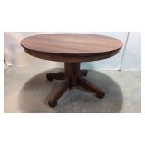 Early 48" solid mahogany round dining table