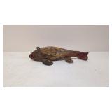 Antique Folk Art Spear Fishing yellow & Red decoy