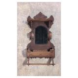 Antique Folk Art Wall Mirror w/ comb box & towel r