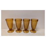 4 Vintage Tiara Indiana glass Amber goblets