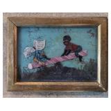 RARE !  Antique Black Americana Reverse painted