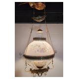 Antique Victorian brass hanging electrified oil lp