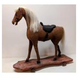 Rare ! Antique lage horse on wheels