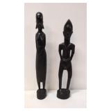 (2) carved Ebony wood tribal figures
