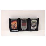 3 Zippo Cigarette lighters in box