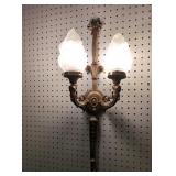 Antique 2 lite brass Art Deco wall sconce