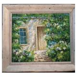 Artist signed Acrylic painting of Cottage on Canvs