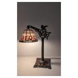 Stained leaded slag glass desk lamp