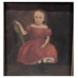 Antique 1800s oil on canvas /Tramp Art Frame