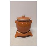 H. P. Co. Pottery  Tangerine dripware Warmer & Pot