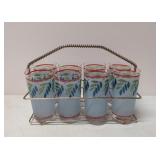 Mid Century modern 8 Beverages glasses and cady